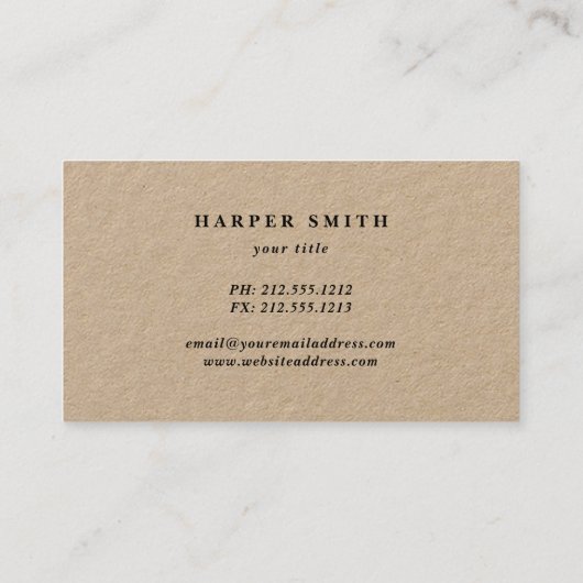田舎風のクラフト紙作家のブロガー名刺 名刺 (裏面)