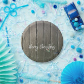 田舎風のクリスマスツリー ホリー・ブラックの納屋のドア ペーパープレート (パーティー)