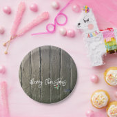 田舎風のクリスマスツリー ホリー・ブラックの納屋のドア ペーパープレート (パーティー)