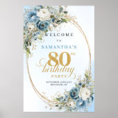 田舎風のグリーンとゴールドで80歳の誕生日をお祝い ポスター (正面)