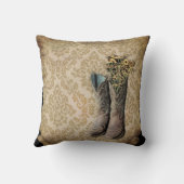 田舎風のダマスク西部の国のカウボーイ・ブーツ クッション (裏面)