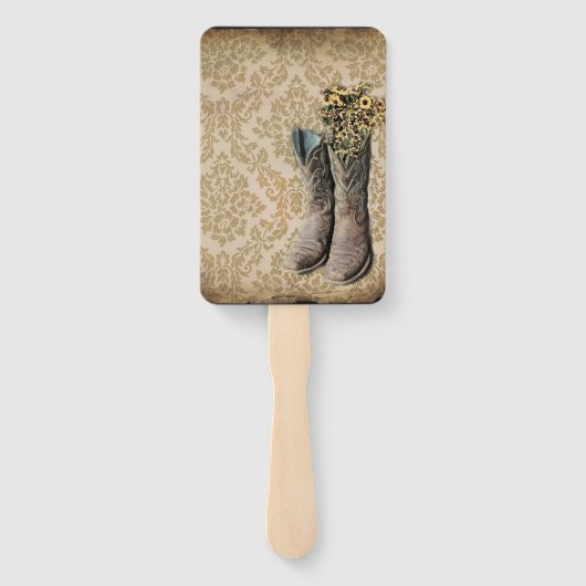 田舎風のダマスク西部の国のカウボーイ・ブーツ ハンドファン (裏面)