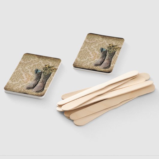 田舎風のダマスク西部の国のカウボーイ・ブーツ ハンドファン (組立なし)