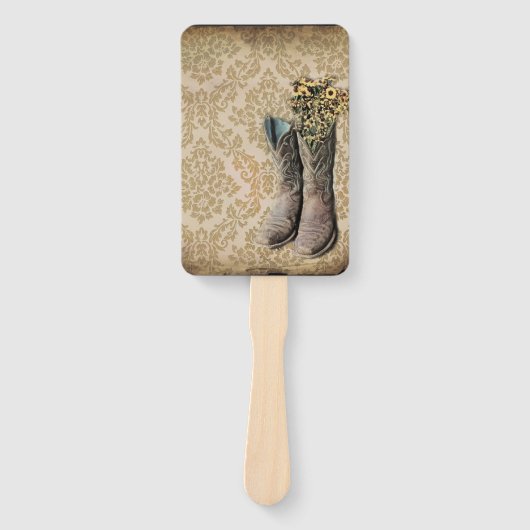 田舎風のダマスク西部の国のカウボーイ・ブーツ ハンドファン (正面)