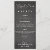 田舎風のチャコールブラックの結婚式ビュッフェメニュー メニュー (正面)