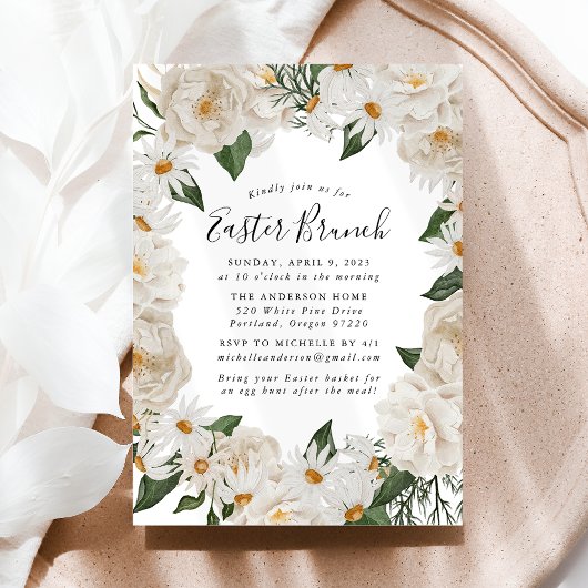 田舎風のデイジーのイースター・ブランチ 招待状