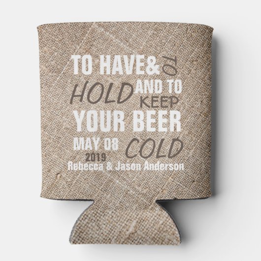 田舎風のバーラップ西部の田舎の結婚式の好意 缶クーラー (裏面)