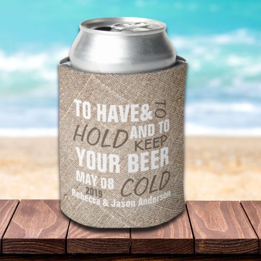 田舎風のバーラップ西部の田舎の結婚式の好意 缶クーラー