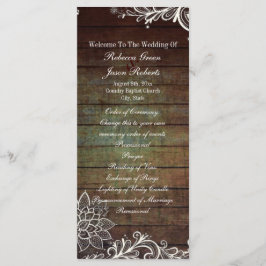 田舎風のバーンウッドレース結婚式プログラム プログラム