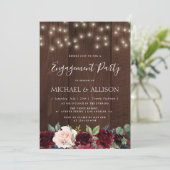 田舎風のブルゴーニュフローラ婚約パーティ 招待状 (スタンド正面)