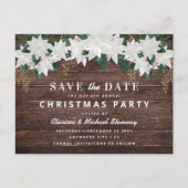 田舎風のポインセチアのクリスマスのSave the Date シーズンポストカード (正面)