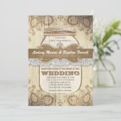 田舎風のメイスンの瓶結婚式招待状 招待状 (スタンド正面)