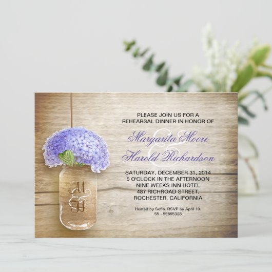 田舎風のメイスンジャーのリハーサル招待状 招待状 (スタンド正面)