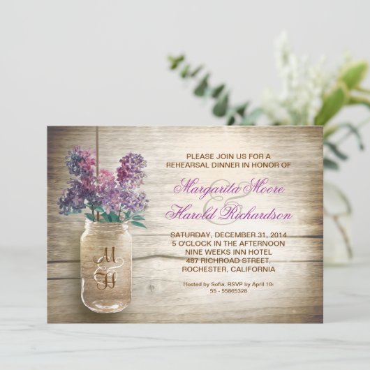 田舎風のメイスンジャーのリハーサル招待状 招待状 (スタンド正面)