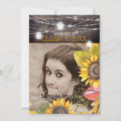 田舎風のメイソンジャー ライト ひまわり フォト 卒業式 招待状 (正面)