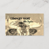 田舎風のロングホーン牛のセピア色 名刺 (正面)