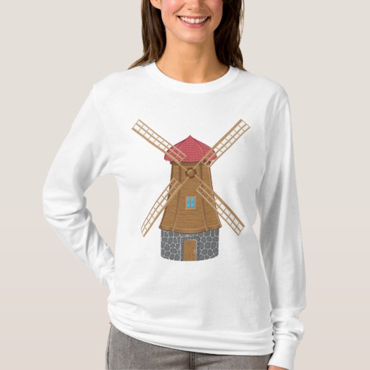 田舎風の伝統的な木製風車 Tシャツ (正面)