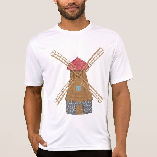 田舎風の伝統的な木製風車 Tシャツ (正面)