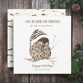 田舎風の冬の森 | フクロウと白樺のクリスマスカード シーズンカード