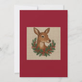 田舎風の刺繍 鹿とホリデーグリーン クリスマス (裏面)