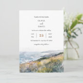 田舎風の吹く風の強いブルーフスオーシャンビュービーチウェディング 招待状 (スタンド正面)
