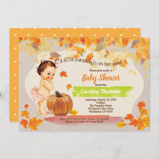 田舎風の女の子 招待状 (正面/裏面)