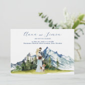田舎風の山のイラストの結婚式 招待状 (スタンド正面)