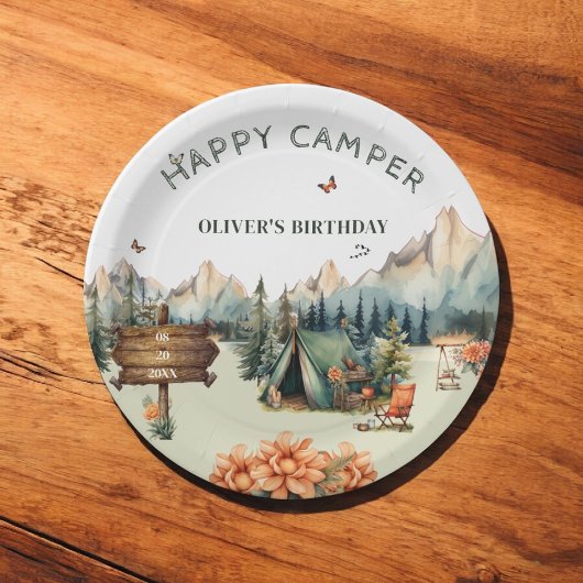 田舎風の山の冒険の誕生日紙皿 ペーパープレート