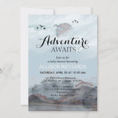 田舎風の森林の赤ちゃんシャワーを待つ冒険  招待状 (正面)