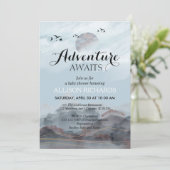 田舎風の森林の赤ちゃんシャワーを待つ冒険  招待状 (スタンド正面)