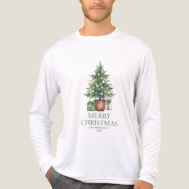 田舎風の水彩クリスマスツリーのフォト以外のデザイン トライブレンドTシャツ