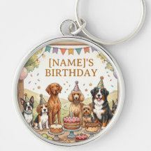 田舎風の水彩画の子犬 誕生日パーティー