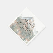 田舎風の水彩画の山の風景の結婚式 スタンダードカクテルナプキン (角)