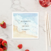 田舎風の水彩画の海・夏・ビーチ・ウェディング スタンダードカクテルナプキン (インサイチュ)