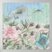 田舎風の水彩野の花 ポスター (正面)