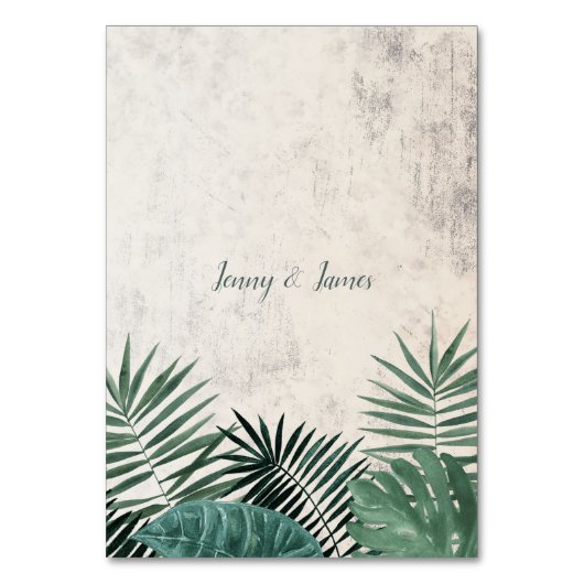 田舎風の熱帯の葉の表記号、水彩 テーブルナンバー (裏面)