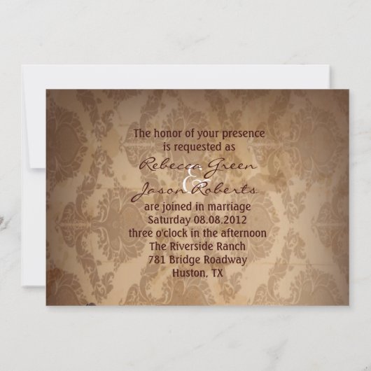 田舎風の田舎者の西カウボーイ結婚ズの 招待状 (裏面)