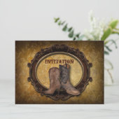 田舎風の田舎者の西カウボーイ結婚ズの 招待状 (スタンド正面)