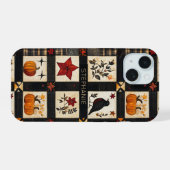 田舎風の秋のキルト柄 iPhone 15ケース (裏面横)