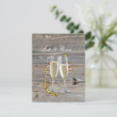 田舎風の納屋の木材シャンパン西部の田舎結婚式 招待状 (スタンド正面)