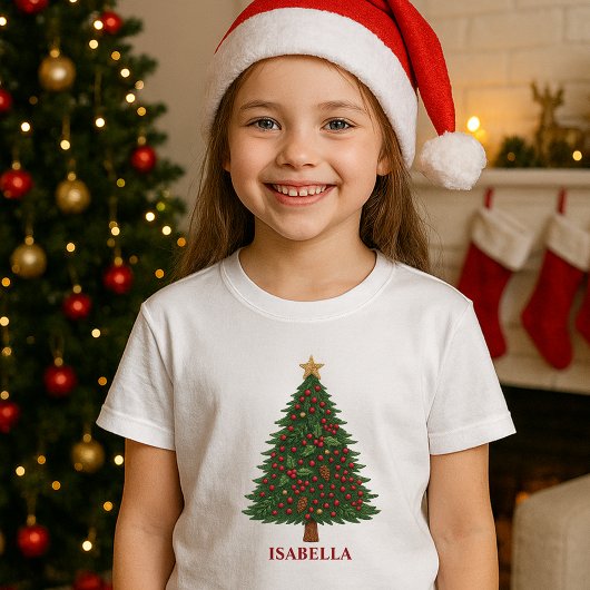 田舎風の素朴なクリスマスツリーホワイト Tシャツ