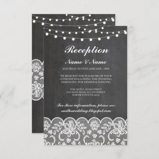 田舎風の結婚式の招待状カード チョークレース ライト 招待状 (正面/裏面)