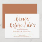 田舎風の結婚式リハーサルディナー、モダンな銅 招待状 (正面/裏面)