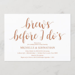 田舎風の結婚式リハーサルディナー、モダンな銅 招待状