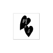 田舎風の結婚式 | モノグラムの二つのハート ラバースタンプ (インプリント)