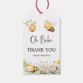 田舎風の花とデイジーの「Oh Babee Honey Bee」ベビーシャワー ギフトタグ (正面)