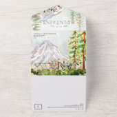 田舎風の花と秋の山の結婚式 オールインワン招待状 (外側)