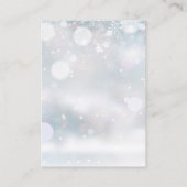 田舎風の花と雪の結晶 冬の結婚式のお礼 プレイスカード (裏面)