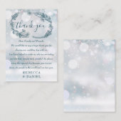 田舎風の花と雪の結晶 冬の結婚式のお礼 プレイスカード (正面/裏面)