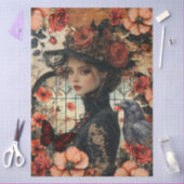 田舎風の花柄の乙女なファンタジーアートコラージュデコパージュ 薄葉紙 (クラフト)